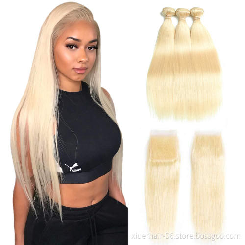 Wholesale 9A Grade Kinky Curly Russian Blonde Raw Virgin Hair Bundles With Frontal
